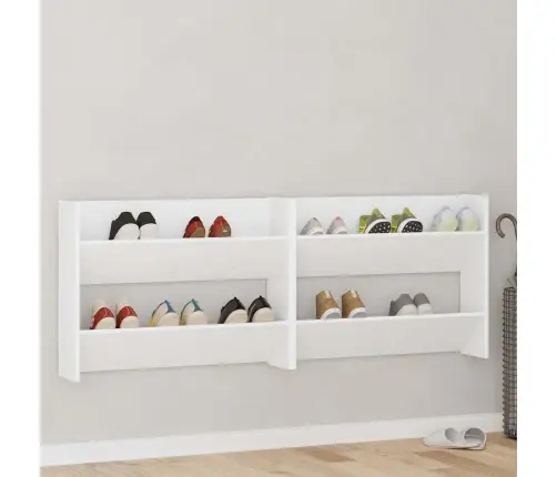 Sieninės Spintelės Batams, 2Vnt., Baltos, 80X18X60cm Mdp