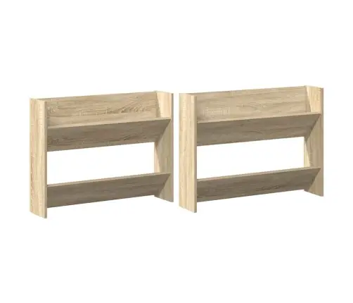 Sienas Plaukti, 2 Gab., Ozolkoka, 80X18X60Cm, Skaidu Plātne Vidaxl