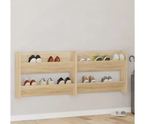 Sienas Plaukti, 2 Gab., Ozolkoka, 80X18X60Cm, Skaidu Plātne Vidaxl