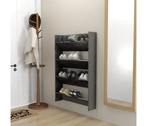 Sieninės Spintelės Batams, 2Vnt., Pilkos, 80X18X60cm Mediena