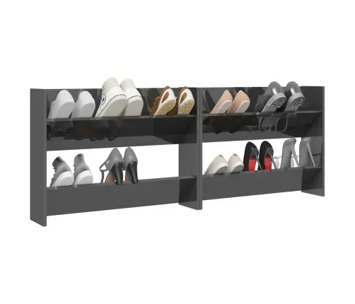 Sieninės Spintelės Batams, 2Vnt., Pilkos, 80X18X60cm Mediena