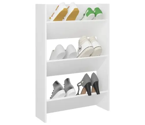 Sienas Apavu Plaukts, Balts, 60X18X90 Cm, Skaidu Plātne Vidaxl