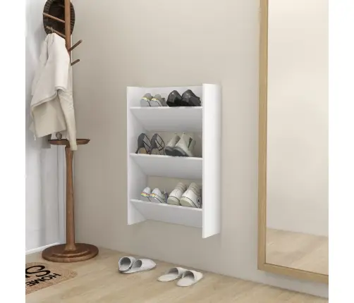 Sienas Apavu Plaukts, Balts, 60X18X90 Cm, Skaidu Plātne Vidaxl