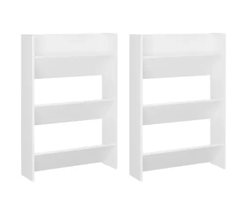 Sienas Apavu Plaukti, 2 Gab., Balti, 60X18X90 Cm, Skaidu Plātne Vidaxl