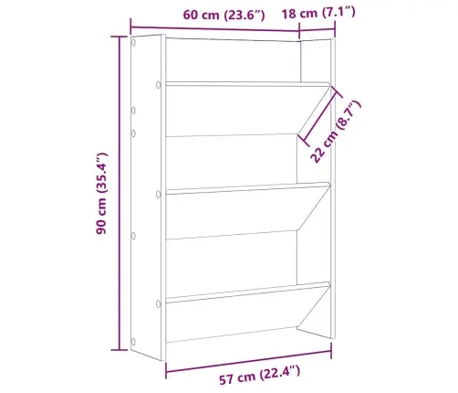 Sienas Apavu Plaukti, 2 Gab., Balti, 60X18X90 Cm, Skaidu Plātne Vidaxl