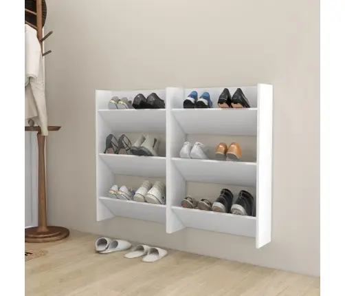 Sienas Apavu Plaukti, 2 Gab., Balti, 60X18X90 Cm, Skaidu Plātne Vidaxl