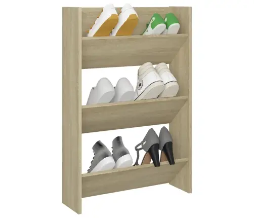 Sienas Apavu Plaukts, Ozolkoka, 60X18X90 Cm, Skaidu Plātne Vidaxl