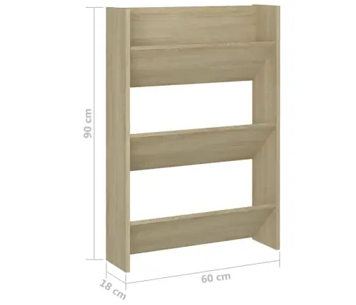 Sienas Apavu Plaukts, Ozolkoka, 60X18X90 Cm, Skaidu Plātne Vidaxl