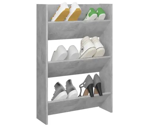 Sienas Apavu Plaukts, Betona Pelēks, 60X18X90 Cm, Skaidu Plātne Vidaxl