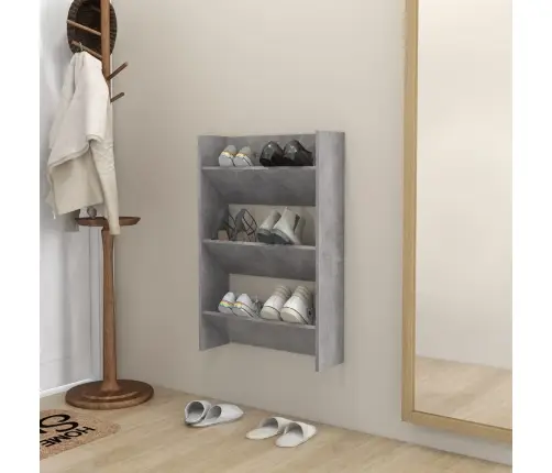 Sienas Apavu Plaukts, Betona Pelēks, 60X18X90 Cm, Skaidu Plātne Vidaxl