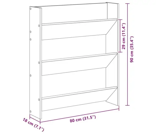Seina Kingakapp 2 Tk, Valge, 80 X 18 X 90 cm Puitlaastplaat