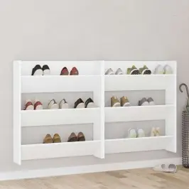 Sienas Apavu Plaukti, 2 Gb., Balti, 80X18X90 Cm, Skaidu Plāksne Vidaxl