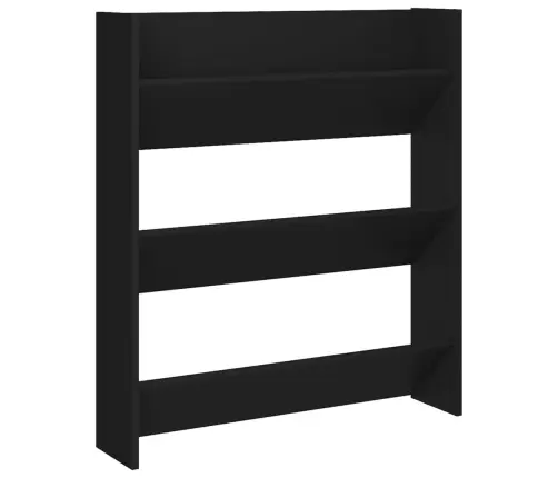 Sienas Apavu Plaukts, 80X18X90 Cm, Melns, Inženierijas Koks Vidaxl