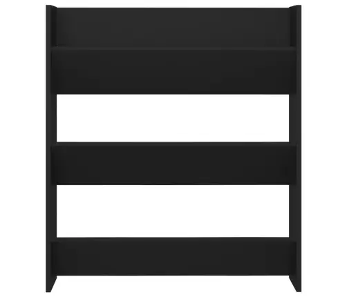 Sienas Apavu Plaukts, 80X18X90 Cm, Melns, Inženierijas Koks Vidaxl