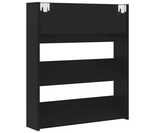 Sienas Apavu Plaukts, 80X18X90 Cm, Melns, Inženierijas Koks Vidaxl