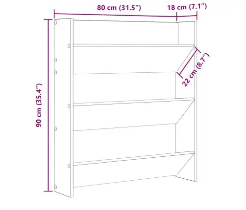 Sienas Apavu Plaukts, 80X18X90 Cm, Melns, Inženierijas Koks Vidaxl