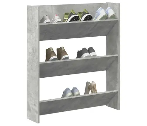 Sienas Apavu Plaukts, 80X18X90 Cm, Betona Pelēks, Skaidu Plātne Vidaxl