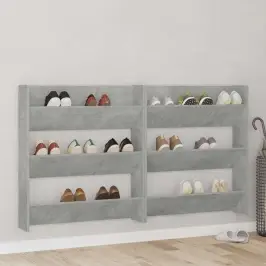 Sienas Apavu Plaukts, 80X18X90 Cm, Betona Pelēks, Skaidu Plātne Vidaxl