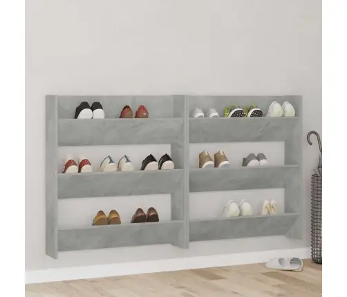 Sienas Apavu Plaukts, 80X18X90 Cm, Betona Pelēks, Skaidu Plātne Vidaxl