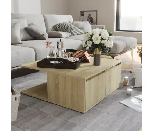 Kafijas Galdiņš, Ozolkoka Krāsā, 80X80X31 Cm, Inženierijas Koks Vidaxl