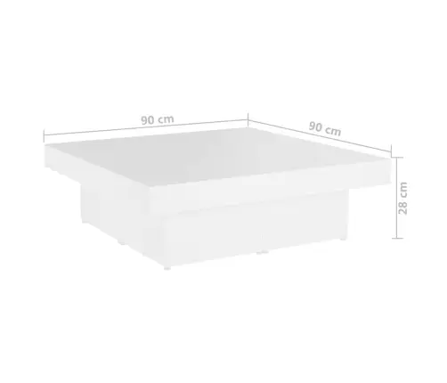 Kafijas Galdiņš, Balts, 90X90X28 Cm, Inženierijas Koks Vidaxl