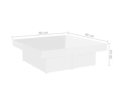 Kafijas Galdiņš, Spīdīgi Balts, 90X90X28 Cm, Inženierijas Koks Vidaxl