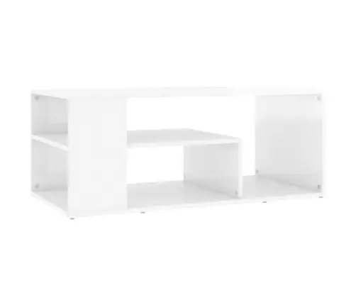 Kavos Staliukas, Baltas, 100X50X40cm Apdirbta Mediena, Blizgus Kavos Staliukas, Baltas, 100X50X40cm Apdirbta Mediena, Blizgus