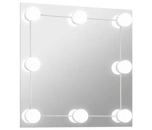 Sienas Spogulis Ar Led Spuldzēm, Kvadrātveida, Stikls Vidaxl