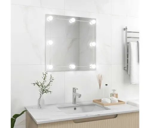 Sieninis Veidrodis Su Led Lemputėmis, Kvadratinis, Stiklas