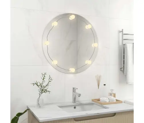 Sieninis Veidrodis Su Led Lemputėmis, Apskritas, Stiklas
