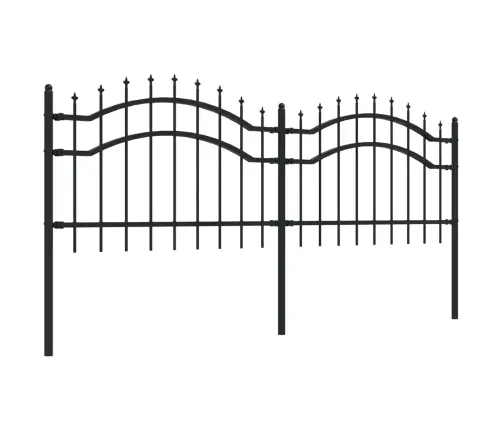 Dārza Žogs Ar Pīķa Formas Galotni, Melns, 239X75 Cm, Pulverkrāsots Tērauds Vidaxl