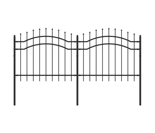 Dārza Žogs Ar Pīķiem, Melns, 140 Cm, Pulverkrāsots Tērauds Vidaxl