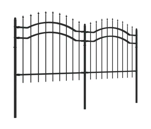 Dārza Žogs Ar Pīķiem, Melns, 140 Cm, Pulverkrāsots Tērauds Vidaxl