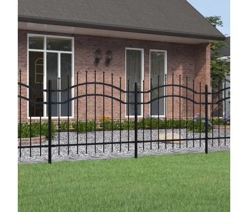 Dārza Žogs Ar Pīķiem, Melns, 140 Cm, Pulverkrāsots Tērauds Vidaxl