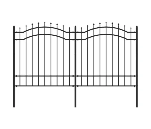 Dārza Žogs Ar Pīķa Formas Galotni, Melns, 239X125 Cm, Pulverkrāsots Tērauds Vidaxl