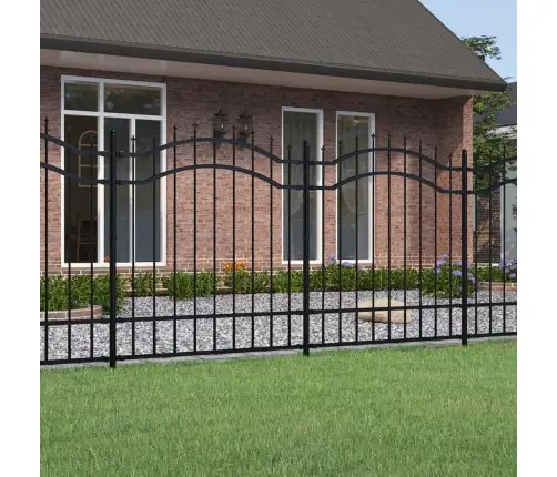 Dārza Žogs Ar Pīķa Formas Galotni, Melns, 239X125 Cm, Pulverkrāsots Tērauds Vidaxl