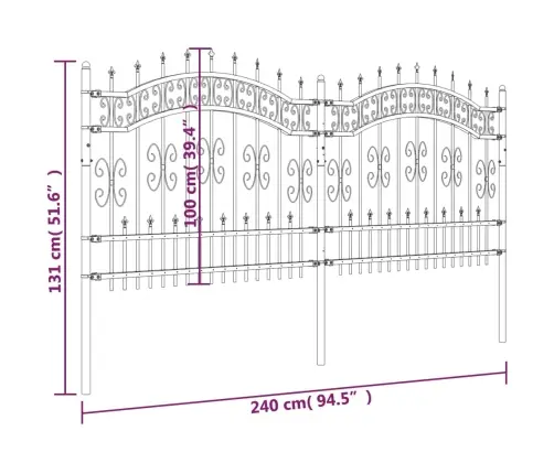 Sodo Tvora Su Iešmeliais, Juoda, 240X100cm Milteliniu Būdu Dažytas Plienas