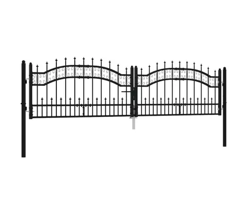 Tvoros Vartai Su Ietimi Viršuje, Juodi, 305X75cm Milteliniu Būdu Dažytas Plienas
