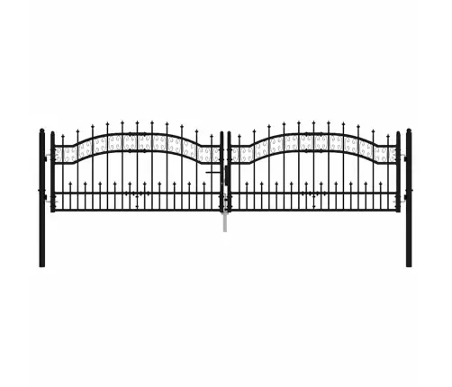 Tvoros Vartai Su Ietimi Viršuje, Juodi, 305X75cm Milteliniu Būdu Dažytas Plienas