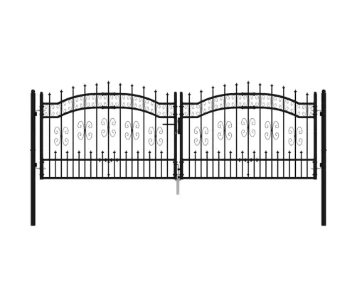 Žoga Vārti Ar Šķēpa Formas Augšdaļu, Melni, 305X100 Cm, Pulverkrāsots Tērauds Vidaxl