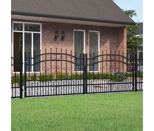 Žoga Vārti Ar Šķēpa Formas Augšdaļu, Melni, 305X100 Cm, Pulverkrāsots Tērauds Vidaxl