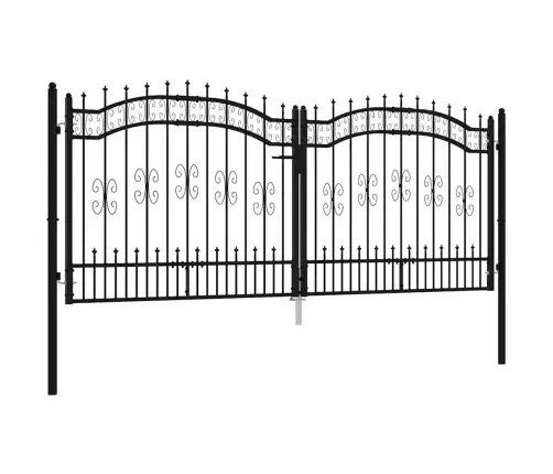 Žoga Vārti Ar Šķēpa Formas Augšdaļu, Melni, 305X125 Cm, Pulverkrāsots Tērauds Vidaxl