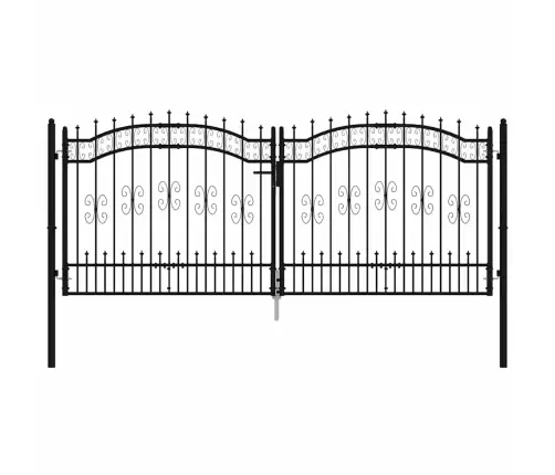 Žoga Vārti Ar Šķēpa Formas Augšdaļu, Melni, 305X125 Cm, Pulverkrāsots Tērauds Vidaxl