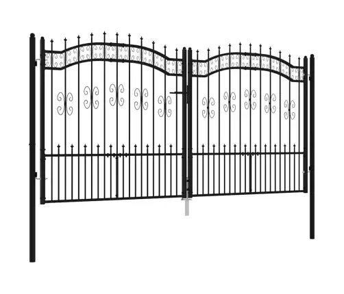 Žoga Vārti Ar Šķēpa Formas Augšdaļu, Melni, 305X150 Cm, Pulverkrāsots Tērauds Vidaxl