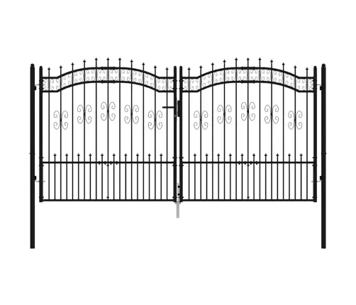 Žoga Vārti Ar Šķēpa Formas Augšdaļu, Melni, 305X150 Cm, Pulverkrāsots Tērauds Vidaxl