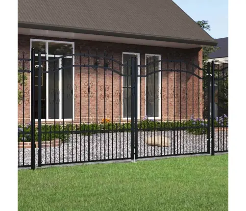 Žoga Vārti Ar Šķēpa Formas Augšdaļu, Melni, 305X150 Cm, Pulverkrāsots Tērauds Vidaxl