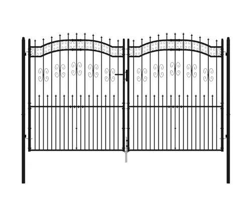 Tvoros Vartai Su Ietimi Viršuje, Juodi, 305X175 cm Milteliniu Būdu Dažytas Plienas
