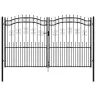 Tvoros Vartai Su Ietimi Viršuje, Juodi, 305X175 cm Milteliniu Būdu Dažytas Plienas