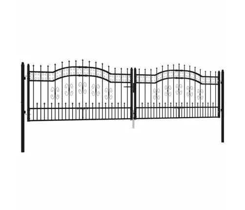 Žoga Vārti Ar Šķēpa Formas Augšdaļu, Melni, 406X100 Cm, Pulverkrāsots Tērauds Vidaxl