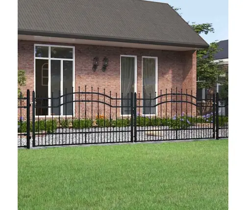 Žoga Vārti Ar Šķēpa Formas Augšdaļu, Melni, 406X100 Cm, Pulverkrāsots Tērauds Vidaxl